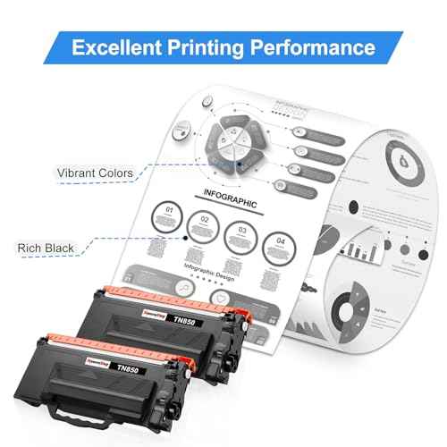 TN850 TN820 High Yield Toner Cartridge TN 850 TN-850 Replacement for Brother TN820 TN-820 TN 820 Use for HL-L6200DW MFC-L5700DW MFC-L5850DW HL-L5200DW MFC-L5900DW MFC-L6800DW Printer-2 Pack