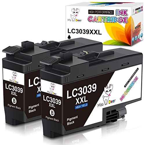Miss Deer LC3039 XXL Black Ink Cartridges Replacement for Brother LC3039 XXL LC-3039BK LC3037,Work for Brother MFC-J5945DW MFC-J6945DW MFC-J5845DW MFC-J6545DW,2 Black