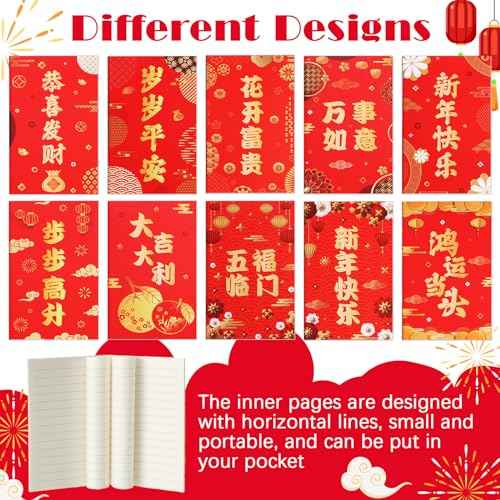 200 Pcs Chinese Lunar New Year Gift Set Includes Notebooks Bookmarks Ballpoint Pens Red Organza Bags Suitable for 2025 New Year Gifts School Office