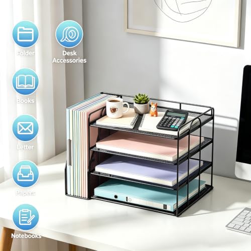 Gianotter Black 4-Tier Paper Organizer with Magazine Holder for Desk