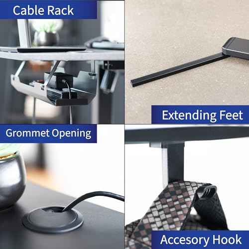VIVO Electric Corner L-Shaped 47 x 47 in Standing Desk, Memory Height Adjustment, Black Top Black Frame, DESK-E1L94B