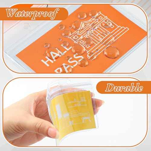 6 Sets Hall Pass for Classroom Bathroom Passes for School Unbreakable School Passes Set for Teachers, Hall, Bathroom, Office, Library and Classroom Supplies