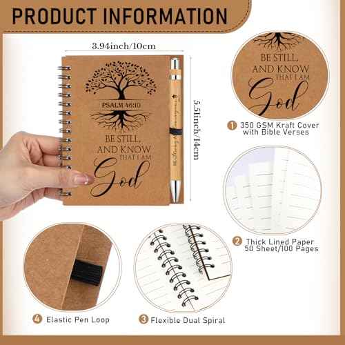 Kosiz 40 Pcs/20 Set Christian Gifts Bulk Religious Spiral Notebook with Bible Verse Pen Prayer Journal Inspirational Notepad for Men Women Church Friends Birthday Sunday School (English Tree of Life)