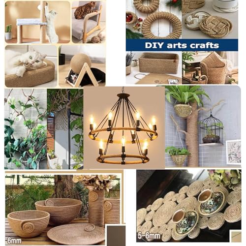 164 ft 1/8 in Jute Twine String, Natural Brown - 4-Ply Craft Rope for DIY, Gift Wrapping, Macrame