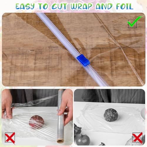 Plastic Wrap Slide Cutter - 4 Pcs 13-Inch Food Wrap Dispenser & Cutter