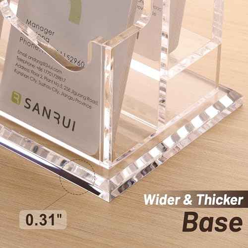 SANRUI Acrylic Business Card Holder for Desk,Vertical Business Card Display Clear Business Card Organizer 2 Tier 8 Slot