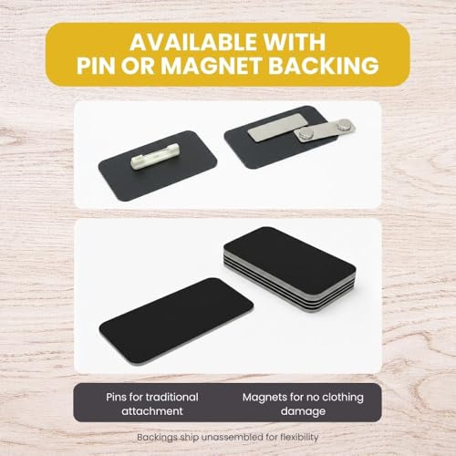Name Tag/Badge Blanks 1" x 3" Black with Magnetic Backing - 10 Pack, Unassembled