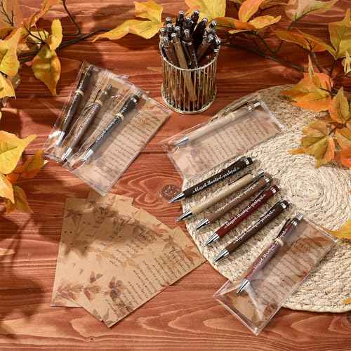 Epakh 50 Sets Thanksgiving Gifts Bulk, Fall Pens with Greeting Cards, Fall Party Favors for Adults, Friendsgiving Party Favors, Thanksgiving Gifts for Coworker, Teacher, Employee, Office Supplies