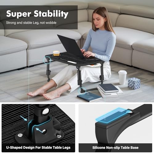 Adjustable Bed Lap Desk with Storage Drawer & Cup Holder - Portable Laptop Stand for Bed & Sofa