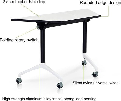 Conference Room Table,Folding Conference Table,Modern Mobile Training Table with Wheels,Rolling Conference Room Tables with Metal Frame,Meeting Seminar Tables,for Meeting Room,Office,Classroom (6pack)
