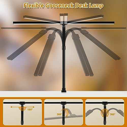 Double Head LED Desk Lamp with Remote Control for Home Office 24W Brightest Computer Desk Light for Workbench Drafting Architect Study Reading with Clamp and Base
