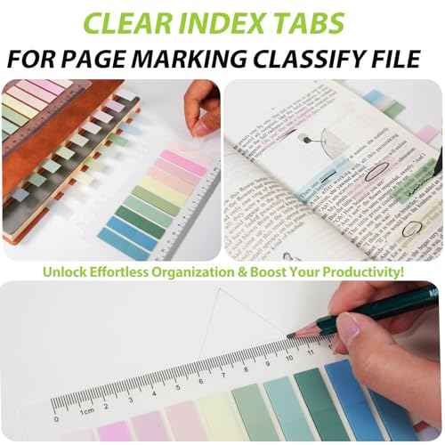 Transparent Sticky Notes with Sticky Tabs, Tecolu ¡¼96% Transparency, 5X Adhesive Strength¡½ Clear Sticky Notes Set, Waterproof & See-Through PET Translucent Sticky Notes, 7 Pads