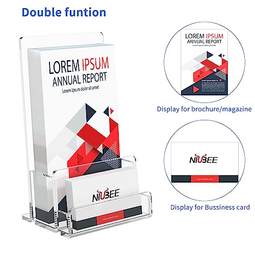 NIUBEE 2 Pack Acrylic Brochure & Business Card Holder 4x6 Display Stand
