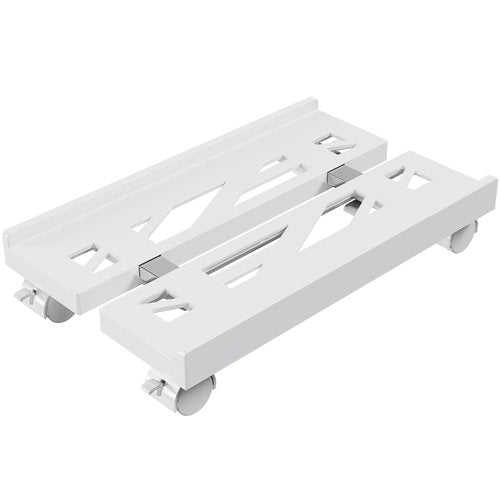 CABTE Adjustable Computer Tower Stand, Mobile CPU Stand with 4 Rolling Caster Wheels, Under Desk CPU Holder PC Floor Cart PC Riser for Gamers and Students (White)