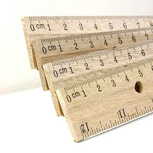 BAZIC Products Wooden Ruler 12" (30cm), Singel Metal Edge, Inches Centimeter Metric Measuring Drafting Rulers, for Students School Supplies (3/Pack), 24-Packs