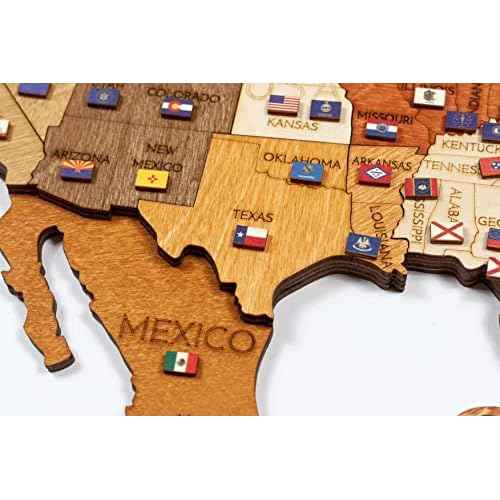 World Flags Wooden Markers (346 Pieces) Adhesive Back Thumb Tacks map Push pins - for Bulletin Board, Wooden map, Office