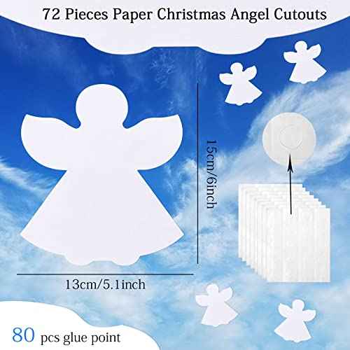 72 Pcs Angel Cutouts - White Paper Angel Shapes for Christmas Winter Celebration Decor, 5.1x6