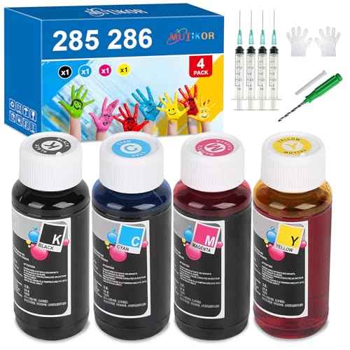 285 286 Ink Refill Bottle Combo Pack, Replacement for Canon 285 286 Ink Cartridge Compatible for Canon Printer TR7820 TS7720 TS7722 Printers, 100ml for Each, 4 Pack