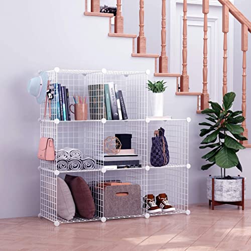 C&AHOME White Wire Cube Storage Organizer - 8-Cube Modular Metal Shelving