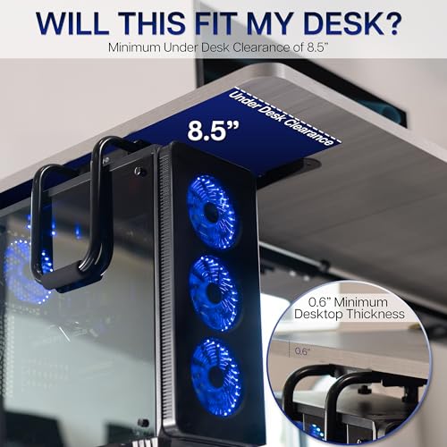 VIVO Heavy-Duty Under Desk USB PC Mount (Black, Large) Holds 66 lbs