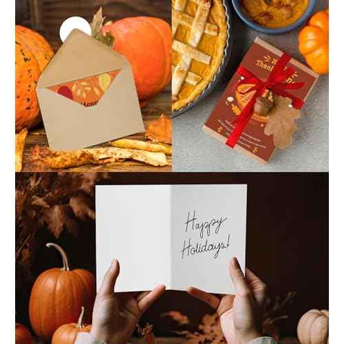 Thanksgiving Cards with Envelopes- 24PCS Thanksgiving Crafts- Thanksgiving Gifts for Family- Thanksgiving Friendsgiving Party Favor for Kids Adults for Fall Autumn Holiday Parties Celebrations Harvest