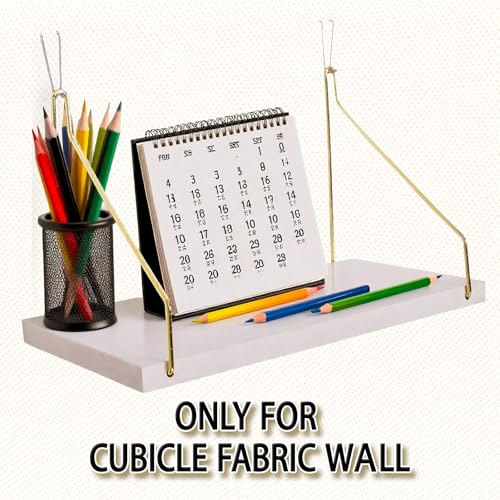 2-Pack White Wooden Cubicle Shelf for Fabric Walls with Hooks - Office Organizer & Decor (Variation: 2 / White)