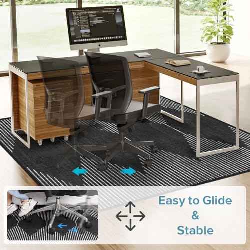 Office Chair Mat for Hardwood Floors, Durable 51"x63" Low-Pile Bohemian Stripe Desk Rug with Non-Slip Backing, Easy-Glide Computer Floor Protector for Rolling Chairs