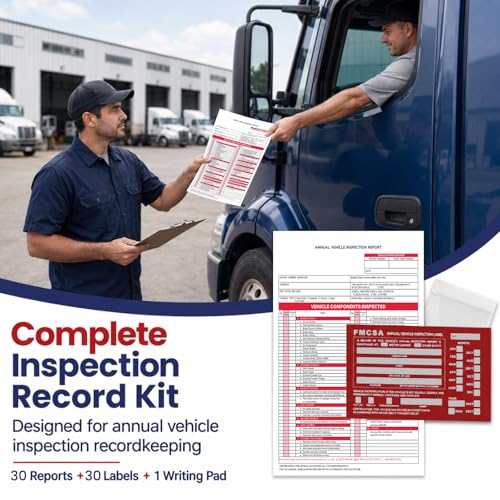 Vehicle Inspection Kit – 30 Annual Report Forms & 30 Red Labels for Fleet Records