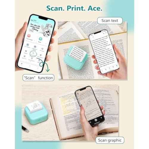 Sticker Maker M02X Mini Sticker Printer Bluetooth Mini Portable Thermal Printer Inkless Pocket Photo Printer Come with 3 Rolls Paper for Study Notes,Memories,Photo,Receipt