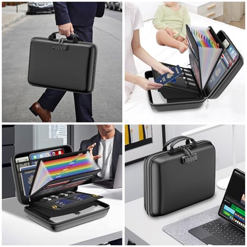DocSafe 15.5x11.5 inch Black Fireproof File Organizer with Lock & 13-Pocket Accordion