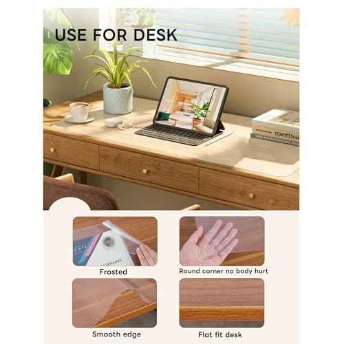 YSAGi Clear Desk mat,Non-Slip PVC Clear Desk Pad for Keyboard & Mouse,Large Mouse Pad,Heat Resistant & Waterproof Desk Protector Mat,Frosted Transparent Desk Writing Mat for Office & Home(55x28inch)