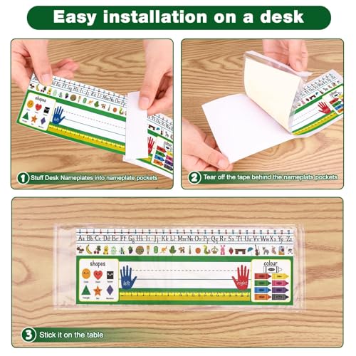 Meetory 36 Pack Clear Self-Adhesive Desk Name Tag Covers for Office & Classroom