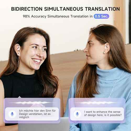 OEQ Language Translation Earbuds Real Time with Clear Speech,3 in 1 Language Translator Device with 100+Language Real Time Two Way with Long Battery Life,Ideal for Travel/Gift/Learning (Pink)