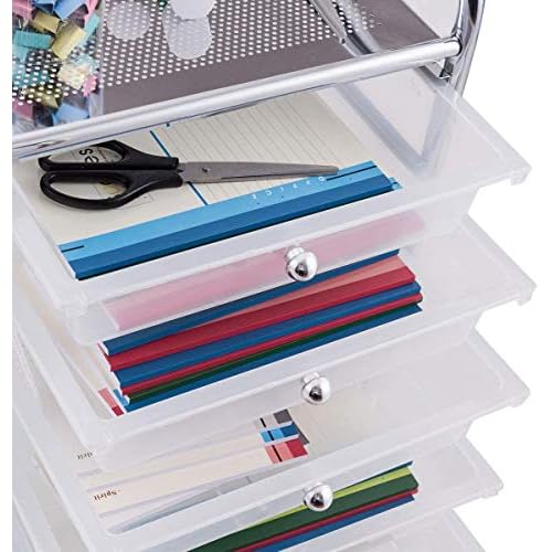 ARLIME 10-Drawer Storage Cart, 10 Drawer Trolley, Rolling Organizer Cart, Scrapbook Paper Organizer, Suitable for Office and School, Rolling Office Storage Tools (Clear)
