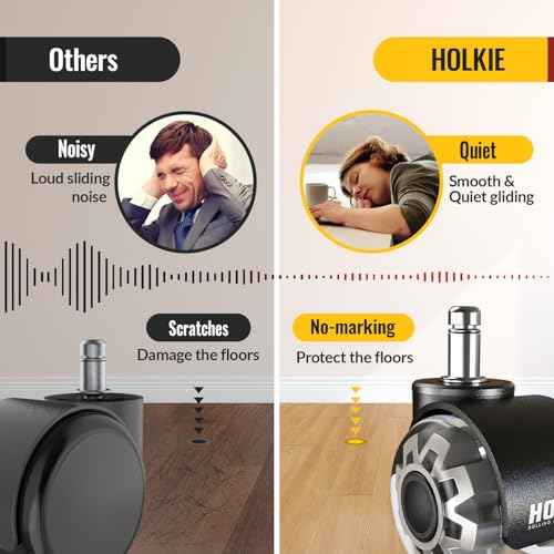 HOLKIE Office Chair Wheels Grey Dual Rubber 2 Inch Replacement 10 Pack Smooth Quiet Rolling Casters Universal Fit Casters 11x22mm for Hardwood Floors Carpet Computer Gaming