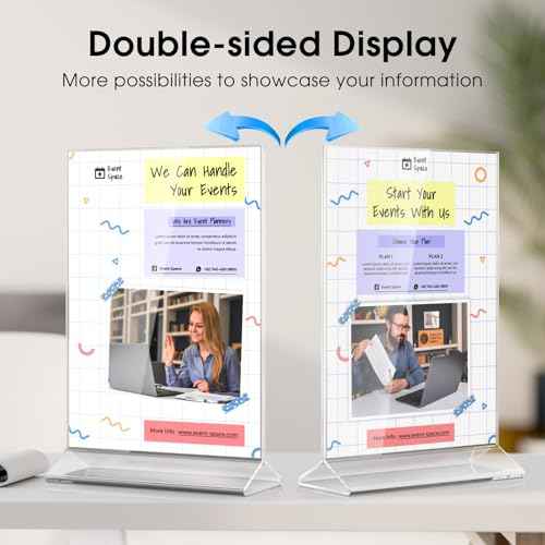 MaxGear Acrylic Sign Holder Table Card Display 5 X 7 inches Clear Sign Display Holder Plastic Table Menu Stand Double Sided Ad Picture Frame for Office, Home, Store, Restaurant, 12 Pack