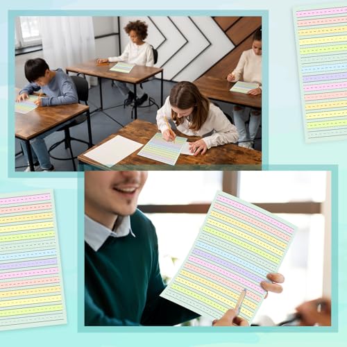 Multicolor Handwriting Practice Sheets for Kids - 50 Sheets, 0.5" Line Width, ADHD & Dysgraphia Support