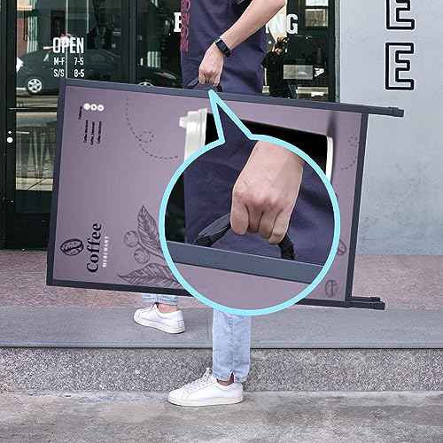 Heavy Duty Slide-in Folding A Frame Sign Sidewalk Sign 24x 36 Inch Sandwich Board Steel Metal Double-Side Pavement sign Corrugated Plastic Poster (24x36 inch(Frame only))