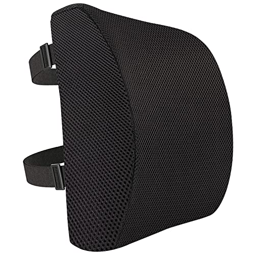 Amazon Basics Rectangular Memory Foam Back Support Cushion for Office Chairs - Back Support Cushion, Non-Slip Base, Black