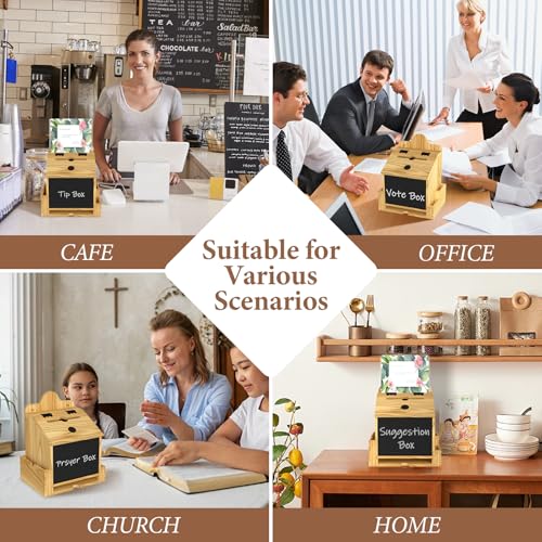 Wooden Suggestion & Donation Box with Lock for Office, Church, Events