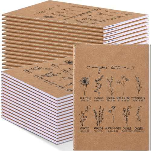 100 Pcs Christian Gifts Bulk Mini Christian Notebooks Wildflower Bible Verse Notepad Inspirational Prayer Journal Religious Christmas Church Gift for Men Women Teacher Nurse