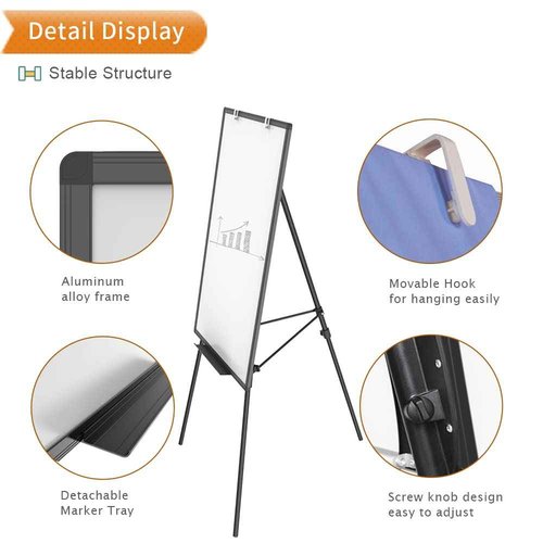 VIZ-PRO Magnetic Whiteboard Easel/Portable Dry Erase Board Black, 36 x 24 Inches, with 1 Flipchart Pad & 1 Dry Eraser & 14 Markers & 4 Magnets