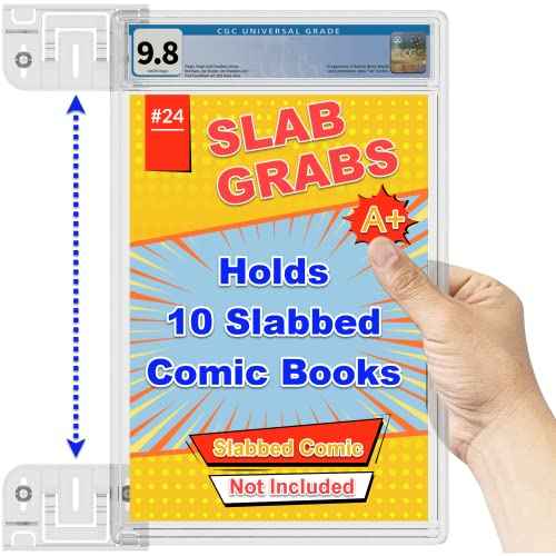 10 Pack Comic Book Display Shelf Slab Wall Mount Kit, Heavy Duty Comics Books Case Frame Holder, Clear Color (20 Pieces Hold 10 Slabs) - Comics and Cases Not Included