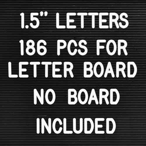 1.5 Inch Letters (No Board Included),186 Pieces Including Big Characters, Numbers & Symbols for Changeable Felt Message Boards, Letters Only (White)