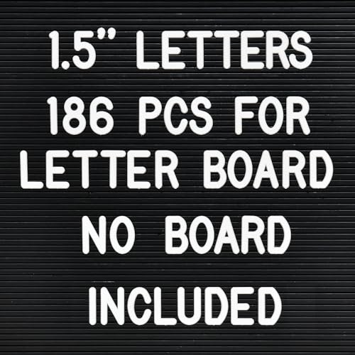 Veskaoty White 1.5 Inch Letter Set for Felt and Plastic Letter Boards - 186 Pcs