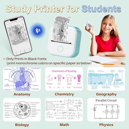 Memoking Print Pods Mini Printer - Sticker Printer Mini Thermal Inkless Sticker Maker Bluetooth Pocket Printpod for Phone, Impresora Port?til for Notes, Flashcards, Diagrams, Journal, DIY, Kids Gift