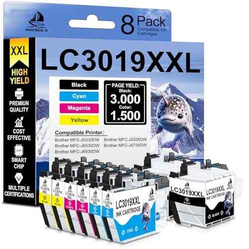 DOUBLE D LC3019 XXL Compatible Replacement for Brother LC3019 LC3019XXL Ink Cartridges Super High Yield for Brother MFC-J6930DW MFC-J6530DW MFC-J5330DW MFC-J6730DW (2BK,2C,2M,2Y) 8Pack