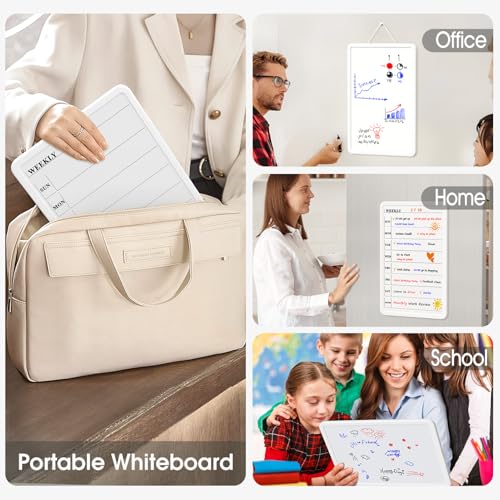 MaxGear Vertical Weekly Dry Erase Calendar Board 11x17 Wall Planner with Markers