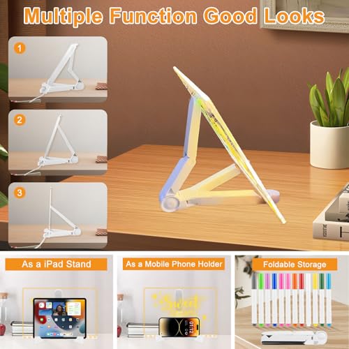 Led Note Board with Colors, 11.8 X 7.9¡± Acrylic Dry Erase Board with Light, Light Up Dry Erase Board with Adjustable Stand, Led Board White Board with 14 Pen for Office School Home
