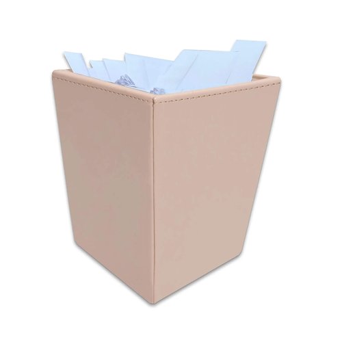 Dacasso Bonded Leather Waste Basket - Luxury Waste Basket (White Latte, 14 QT)